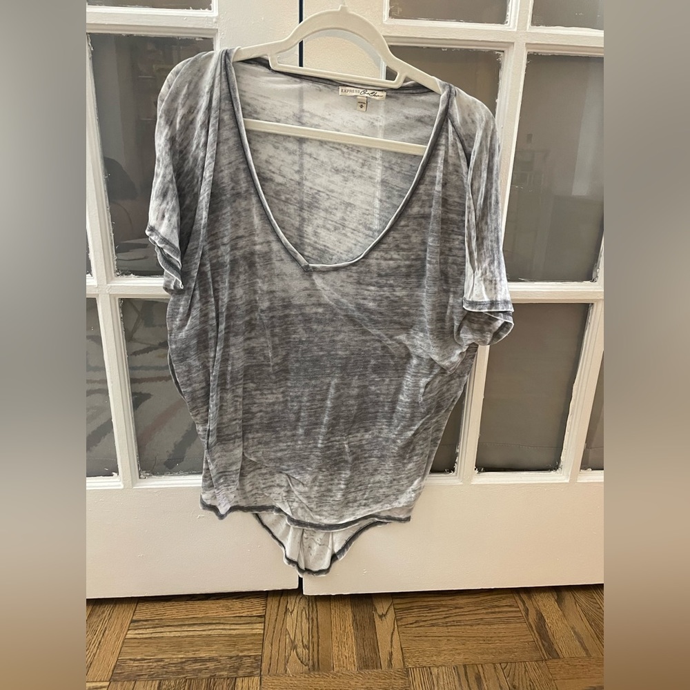 Express - One Eleven Gray V Neck